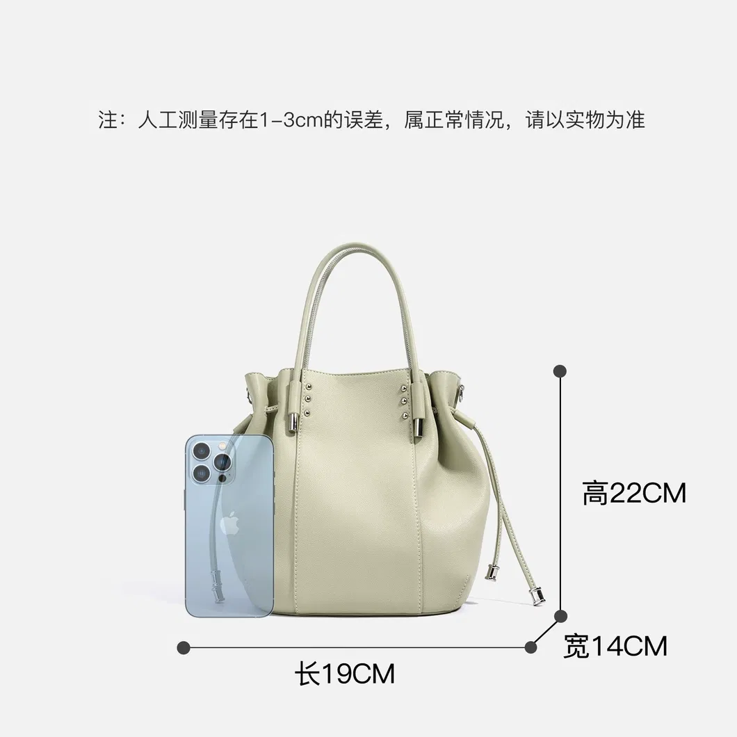 Venta al por mayor de fábrica diseño personalizado tamaño alta calidad textura de cuero genuino bolso para mujeres