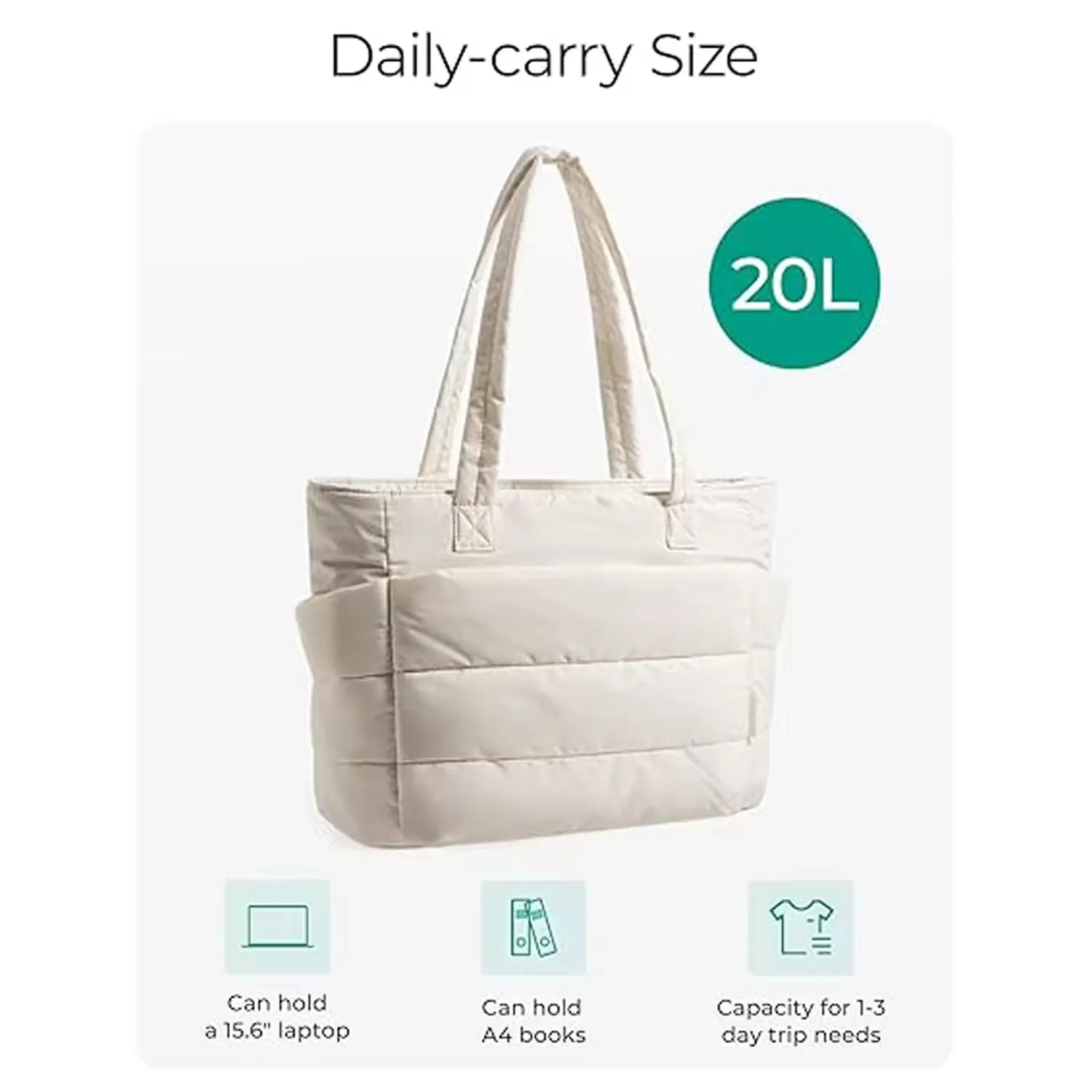 Bolso tote de puffer para laptop, elegante, de gran capacidad, suave, impermeable, con múltiples compartimentos, ideal para oficina y viajes