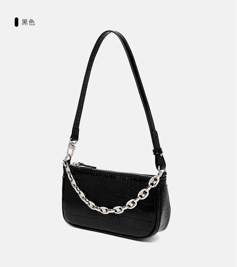Bolso de hombro para mujer Crocodile Candy Hobo con cadena de metal de buena calidad