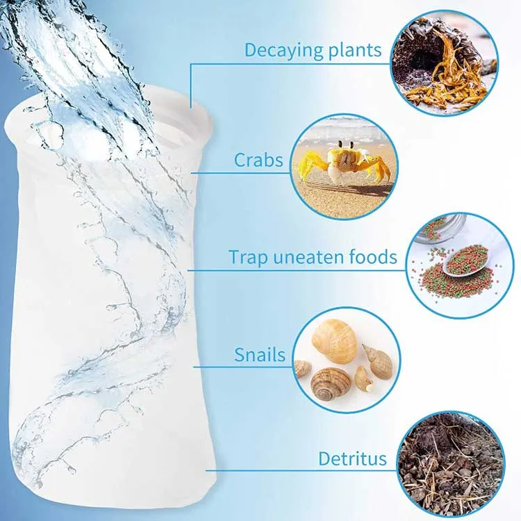 5 Bolsa de filtro para acuarios de cubo de galón, agua de estanque