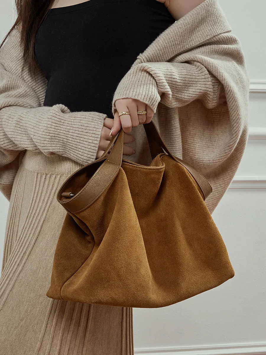 Bolso hobo de ante de mujer, gran capacidad, tote holgado con asas anchas para uso diario casual y oficina