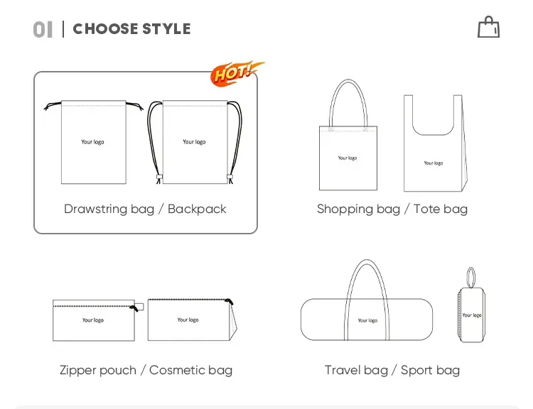 Opciones de personalización de bolsa de lona