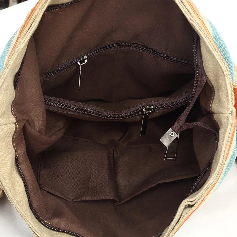 Bolso tote hobo de lienzo colorido a rayas para mujeres y niñas