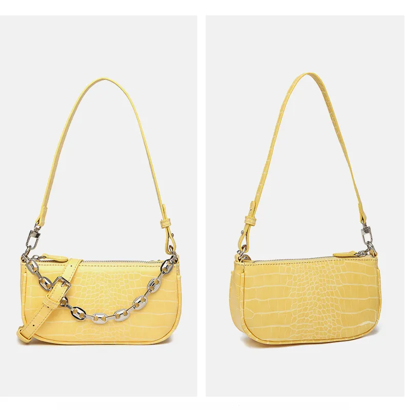 Bolso de hombro para mujer Crocodile Candy Hobo con cadena de metal de buena calidad