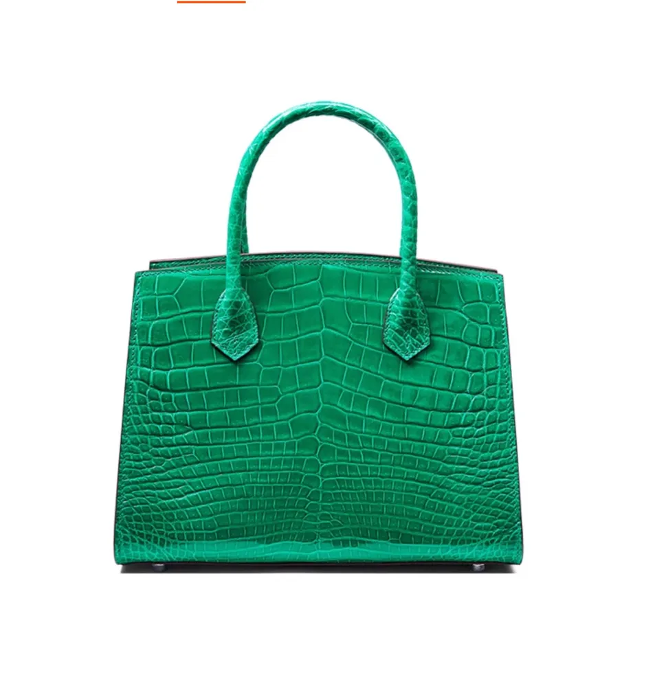 Bolso de mano de lujo personalizado para mujer, diseñado como tote, de cuero PU con estampado de cocodrilo, con asas superiores dobles