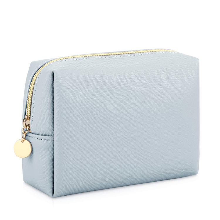 Bolsa de Maquillaje de Viaje Pequeña de Cuero Vegano PU Neceser Cosmético Impermeable