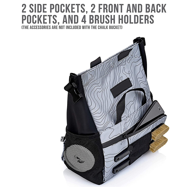 Bolsillo de tiza exterior para hombres, bolsa de tiza grande, color gris claro, con cierre magnético
