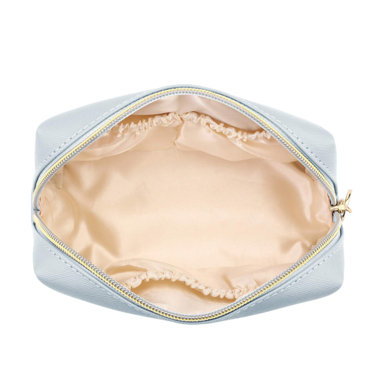 Bolsa de Maquillaje de Viaje Pequeña de Cuero Vegano PU Neceser Cosmético Impermeable