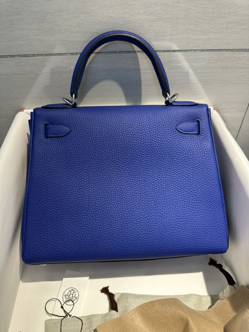 Bolsos de lujo de diseñadora para mujeres Ky 28cm bolsa de cuero Togo azul eléctrico
