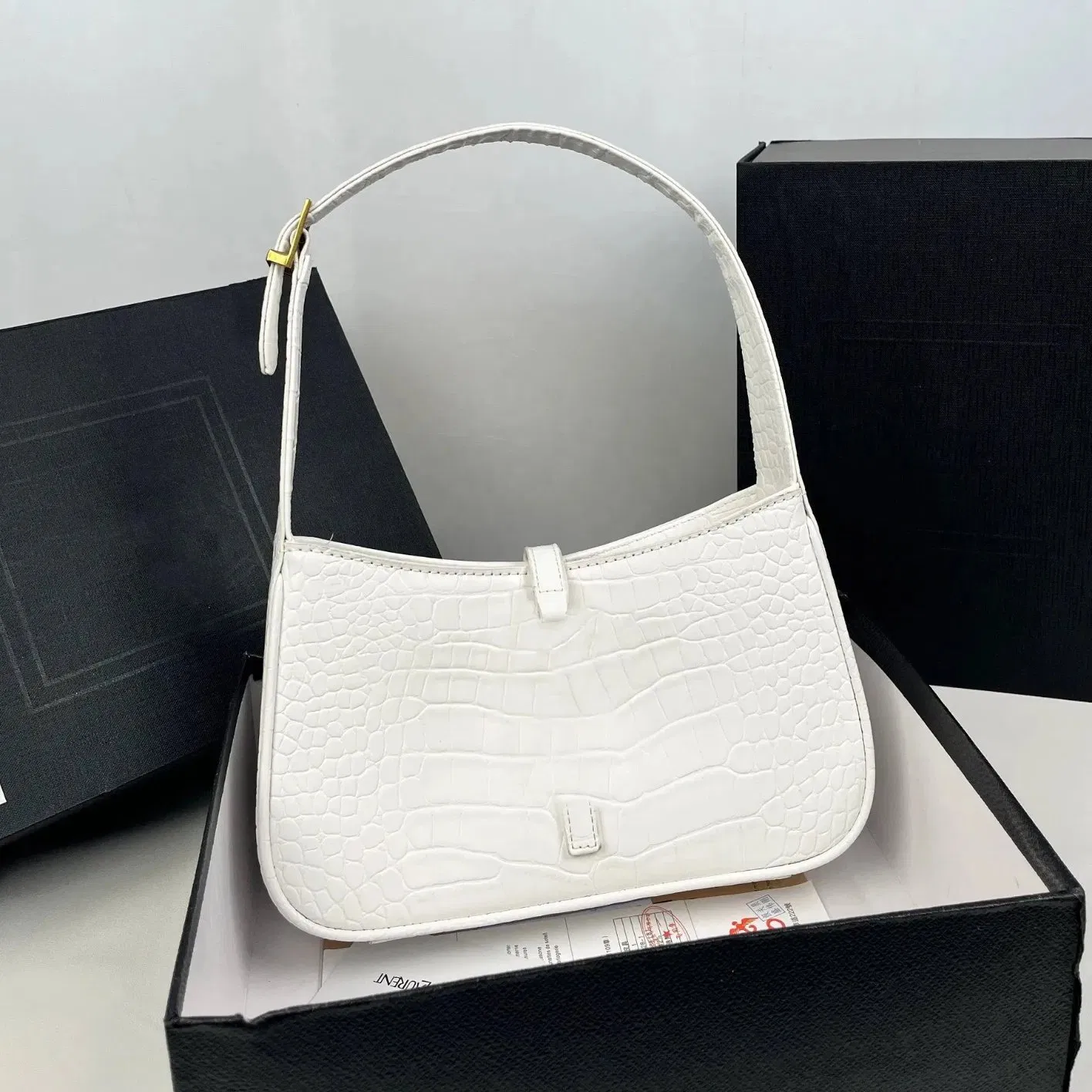 Bolso de hombro clásico de lujo para mujer, gran capacidad, patrón de media luna, bolso hobo, mate, PU impermeable y ligero