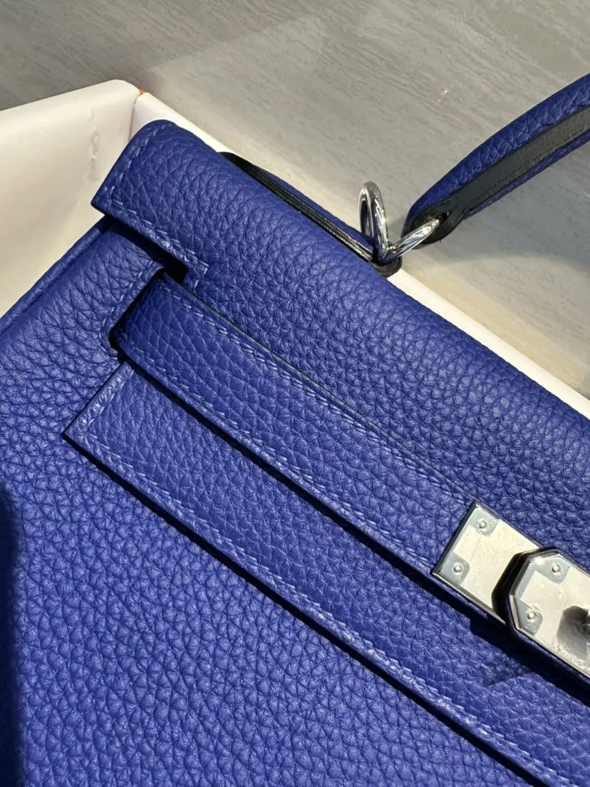 Bolsos de lujo de diseñadora para mujeres Ky 28cm bolsa de cuero Togo azul eléctrico