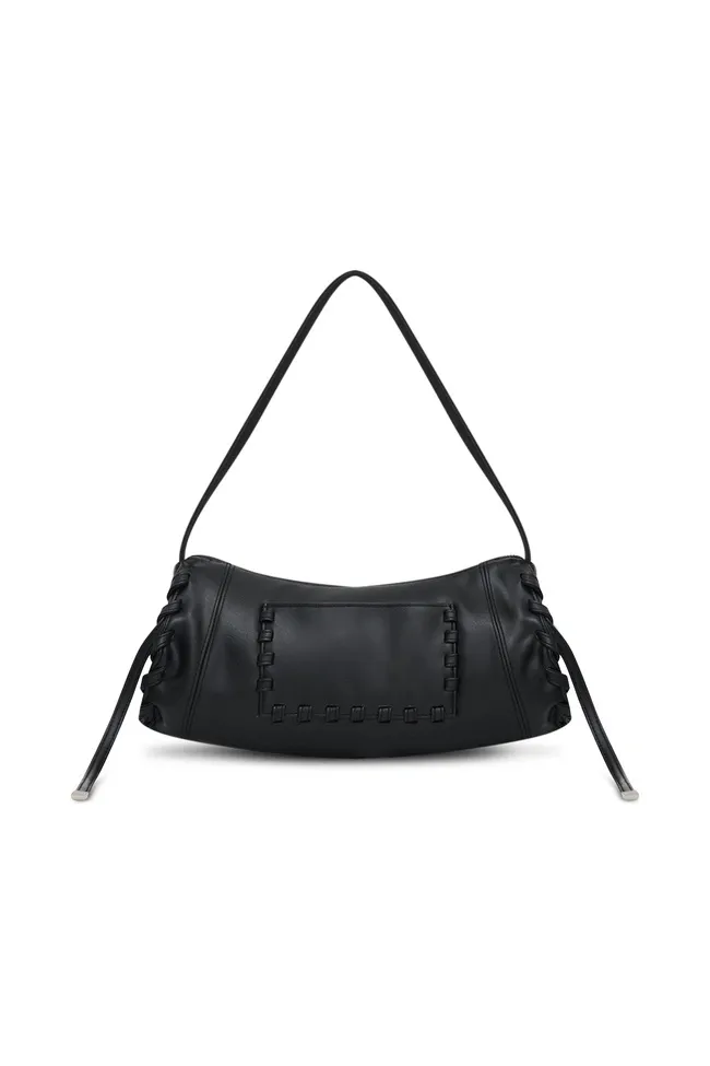 Bolso de hombro de diseño de mujer de temporada actual, lujo de moda, suave cuero PU con detalles trenzados y de borlas