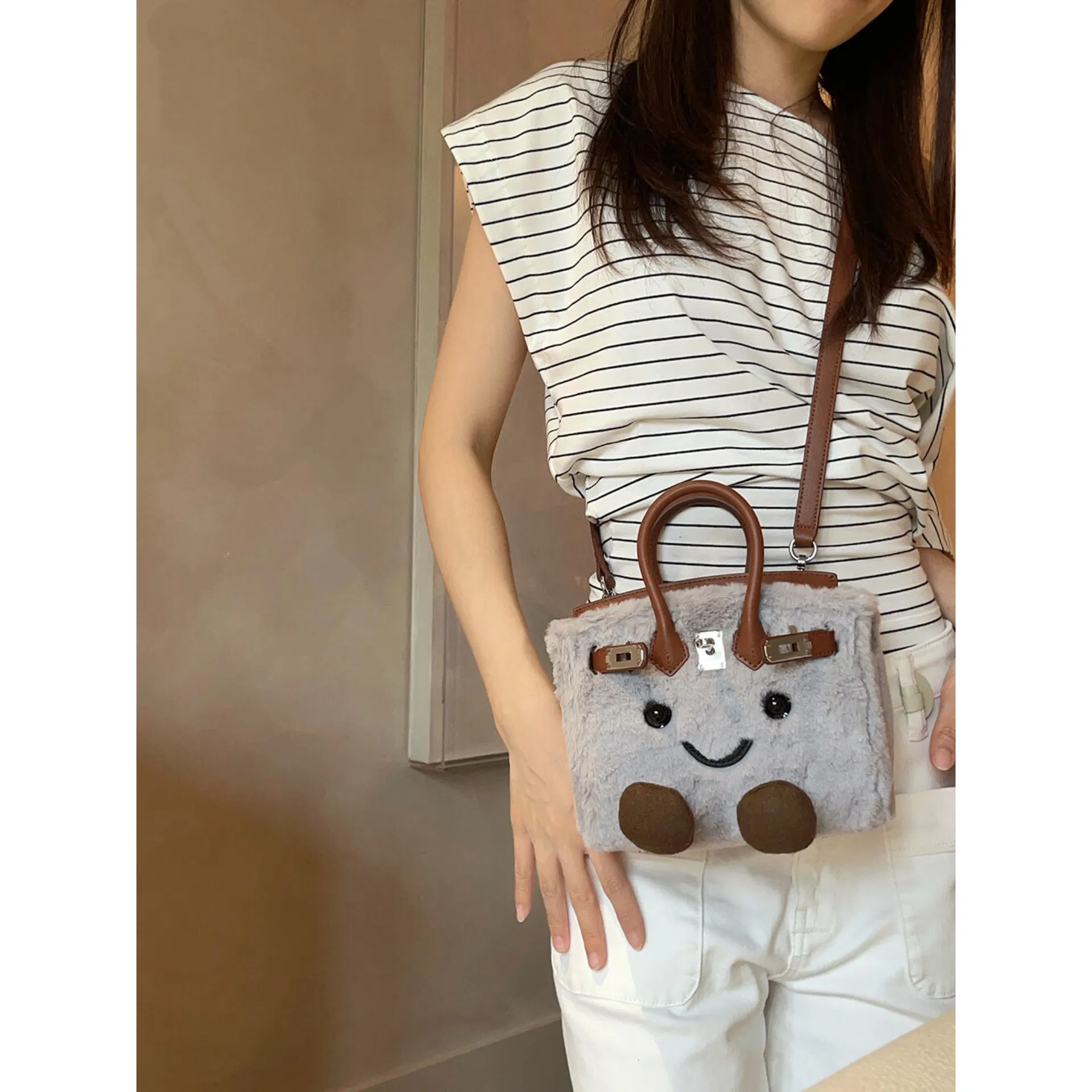Bolso de mano de peluche Jellycat estilo muñeca suave de tela, bolso de hombro de moda