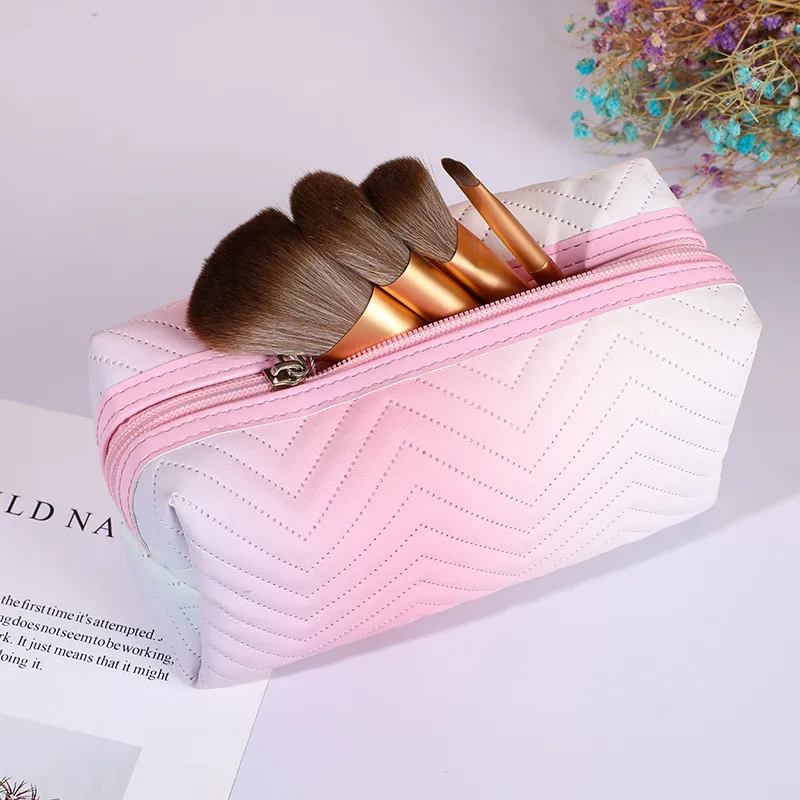 Fábrica Personalizada Logo Mujeres Neceser de Maquillaje de PVC Viaje Promocional Bolsa Cosmética de Cuero PU