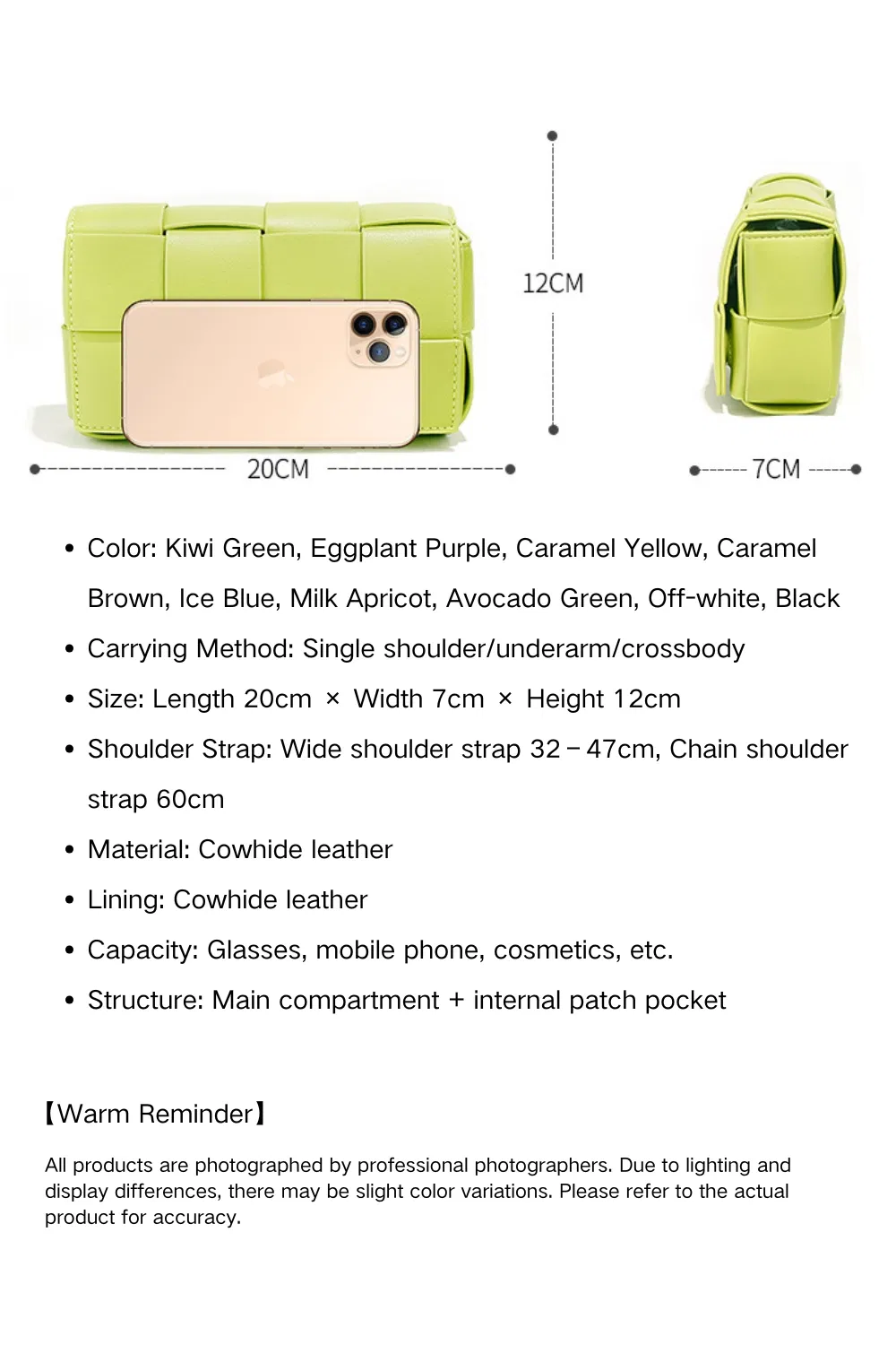 Bolso de hombro de cuero de vaca trenzado para mujer, bolso casual diario