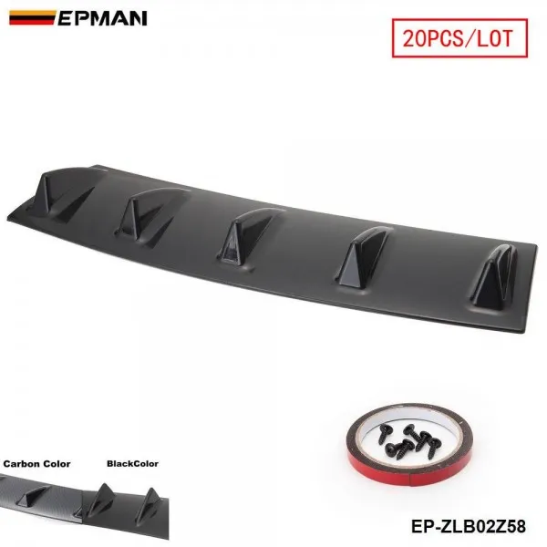 Difusor de Lábio Traseiro Cor Preto Carbono ABS Universal - Vista Traseira
