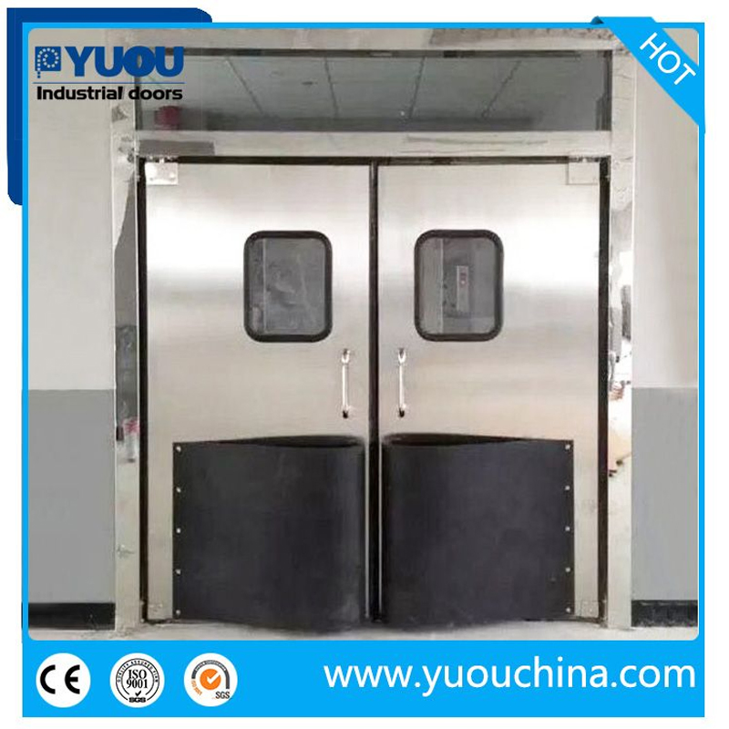 Portas de entrada de impacto em aço inoxidável com amortecedor de folha dupla, plástico ABS livre de poeira, para fábricas de alimentos, supermercados, restaurantes e cozinhas