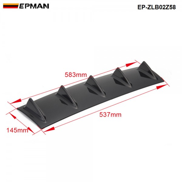 Epman - 20PCS/Lot Barbatana de Tubarão 5 Difusor de Lábio Traseiro 23" X 6" Chassi do Para-choque Traseiro Cor Preto Carbono ABS Universal Ep-Zlb02z58-20t