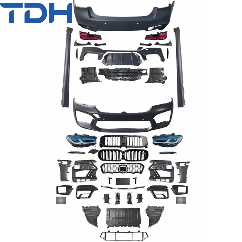 Parachoque de PP de Alta Qualidade Adequado para BMW 5 Série G30 G38 Modificado para F90 M5 Parachoque Frontal Parachoque Traseiro com Capô de Alumínio