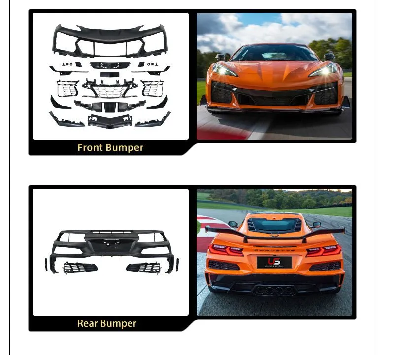 Peças de Automóveis Para-choques Dianteiro de Plástico PP para Chevrolet Corvette C8 Alterações Z06