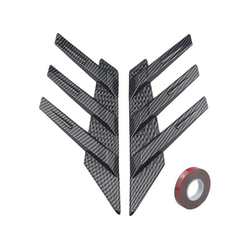 Decoração de lâmina em padrão de fibra de carbono para carro, adesivo plástico, preto brilhante, fibra de carbono para para-choque
