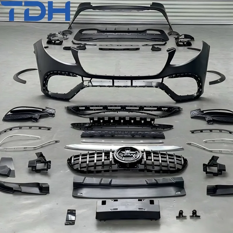 Para-choque Modificado para 2012-2015 Mercedes Benz Ml W166 Facelift para Gle63 Para-choque Dianteiro Para-choque Traseiro com Capô de Alumínio