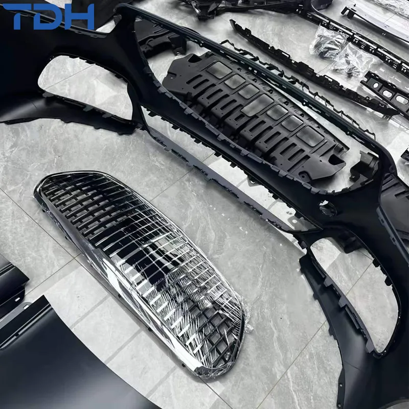 Para-choque de Carro Modificado para 2006-2013 Mercedes Benz W221 Facelift para 2024 W223 Estilo Maybach Para-choque Frontal Para-choque Traseiro com Painel de Porta Capô Aletas