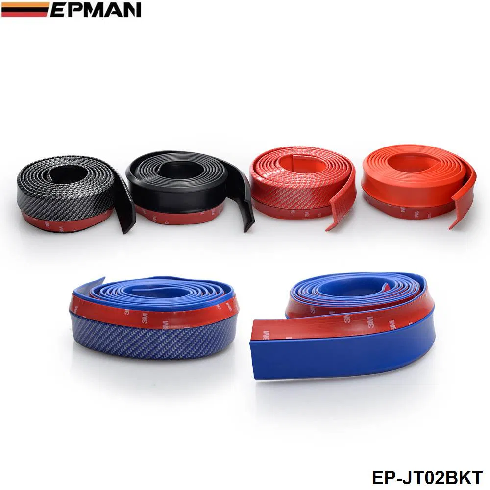 Faixa de Bumper de Borracha de Fibra de Carbono Epman 60mm Largura 2.5m Comprimento Exterior Lábio Frontal do Bumper (Preto) Ep-Jt02