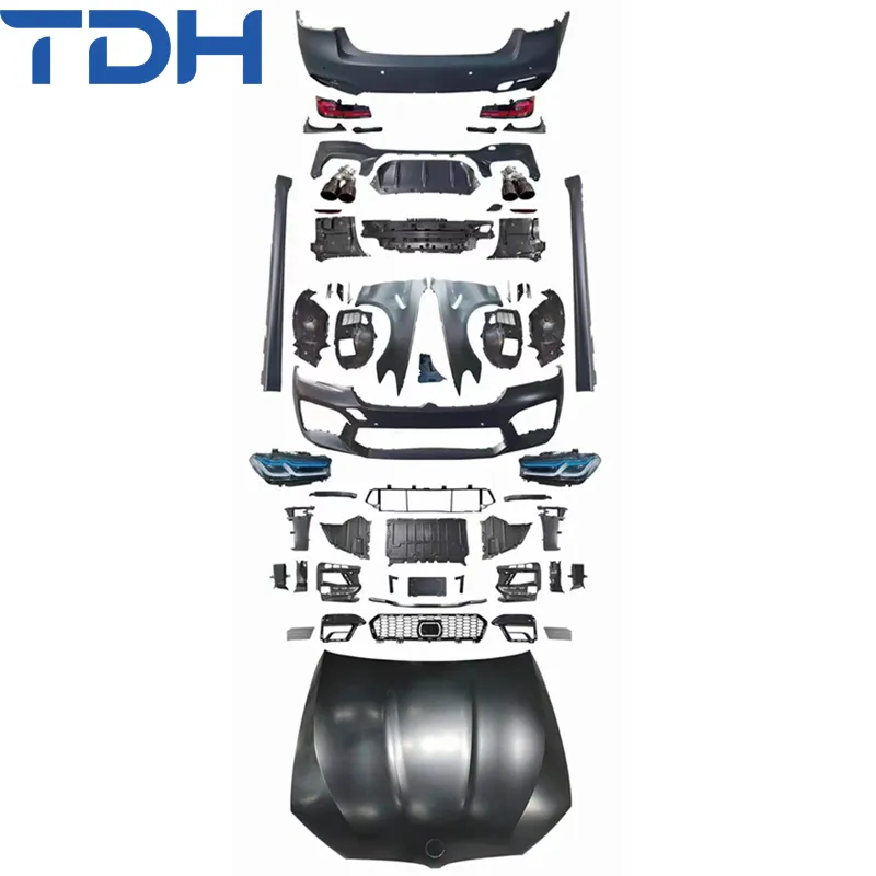 Parachoque de PP de Alta Qualidade Adequado para BMW 5 Série G30 G38 Modificado para F90 M5 Parachoque Frontal Parachoque Traseiro com Capô de Alumínio