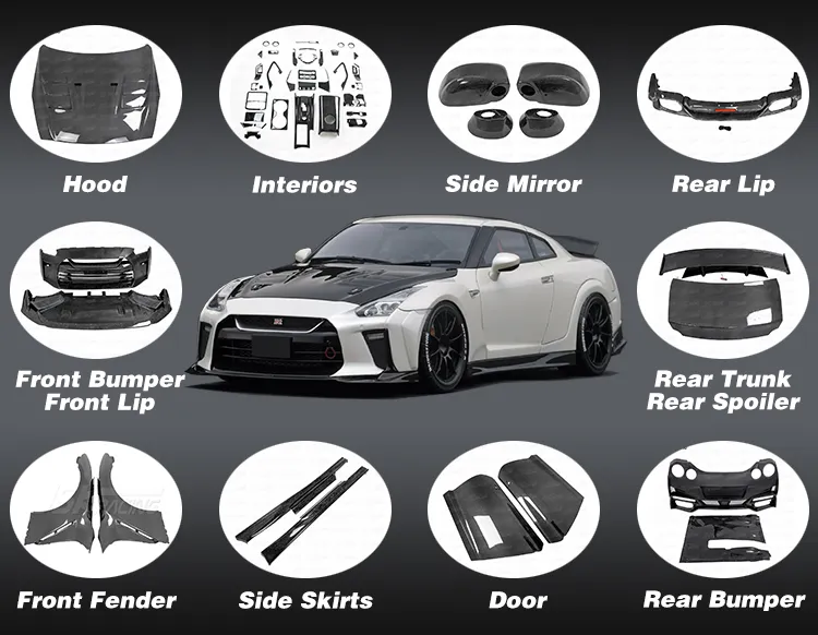 Estilo Nismo Meio Fibra de Carbono Para 2003-2008 Nissan 350z Z33 Acessórios de Carro Upgrade Atacado de Fábrica