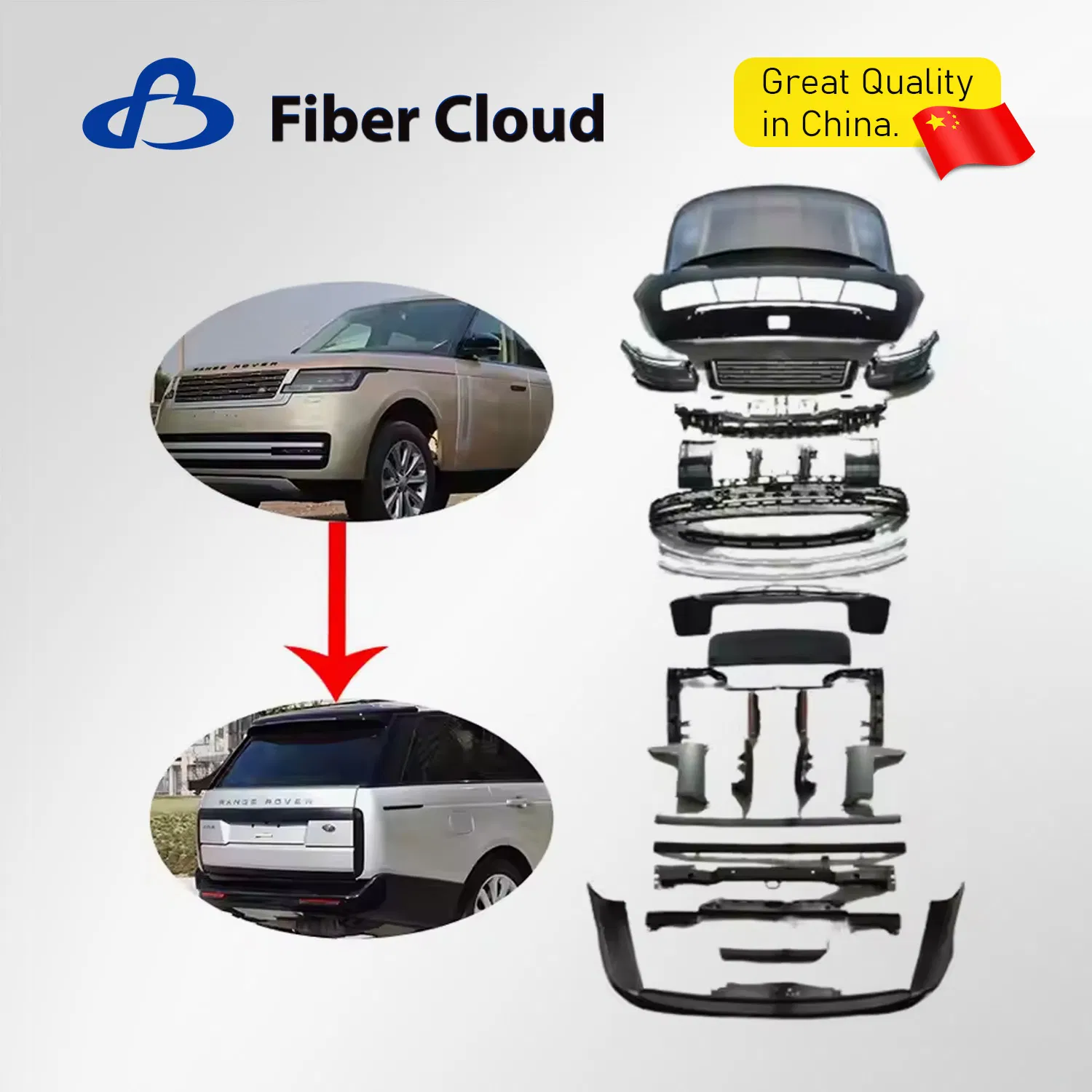 Acessórios de Kit de Carro em Fibra de Carbono Estilo Esportivo Para Para-choque Dianteiro e Traseiro em Fibra de Vidro