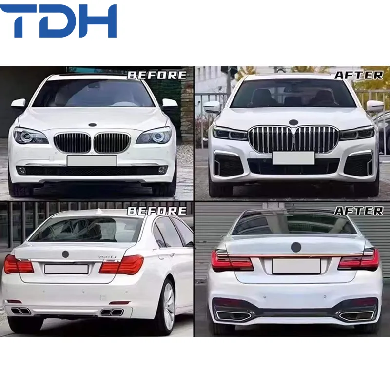 Parachoque de plástico PP para 2009-2015 BMW 7 Série F01 F02 Facelift para 2019-2022 G12 Parachoque M-Tech com capô de alumínio