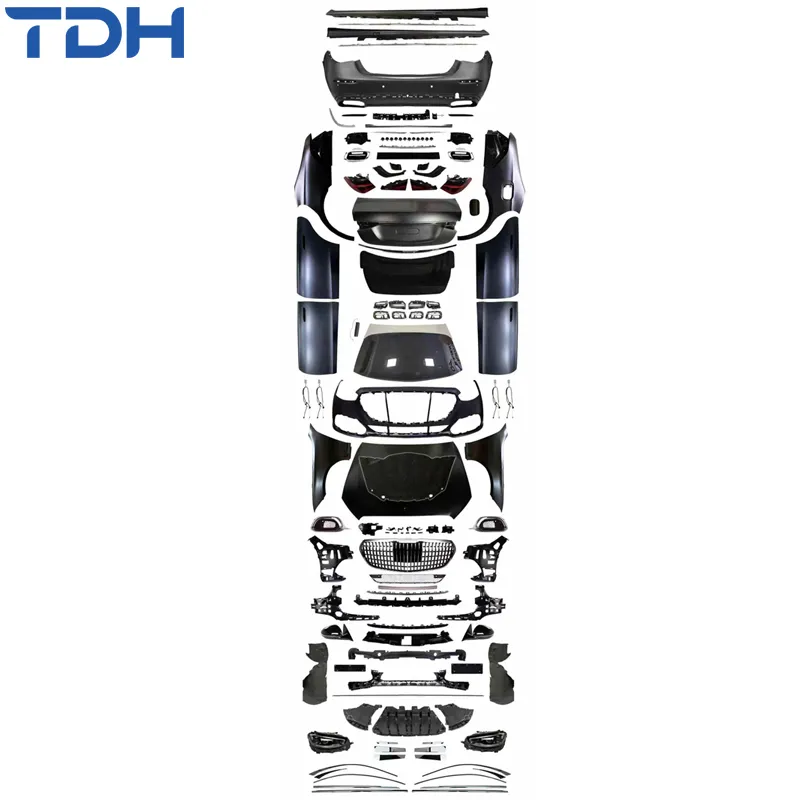 Para-choque de Carro Modificado para 2006-2013 Mercedes Benz W221 Facelift para 2024 W223 Estilo Maybach Para-choque Frontal Para-choque Traseiro com Painel de Porta Capô Aletas