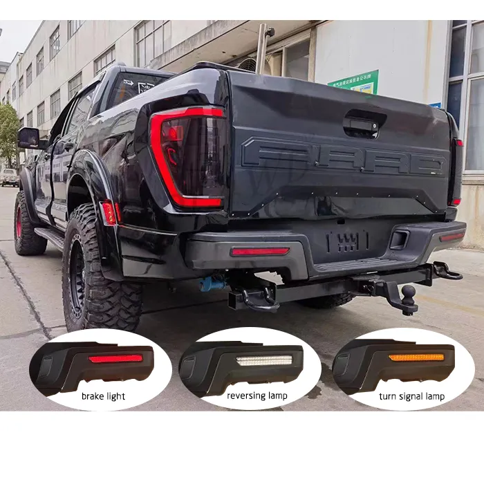 Para-choque Traseiro Preto para Carro com Luz LED para Ranger com Para-choques Traseiros de Plástico