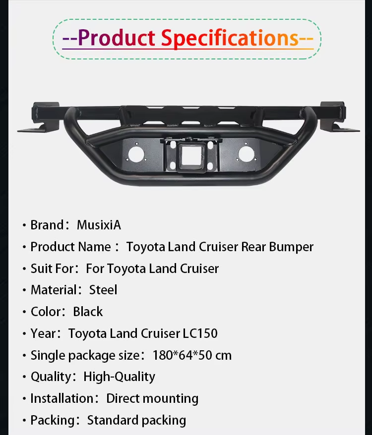 Peças de Veículo Off-Road Bumper Traseiro de Aço para Toyota Land Cruiser LC150