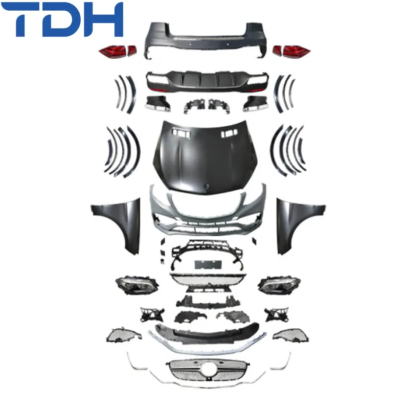 Para-choque Modificado para 2012-2015 Mercedes Benz Ml W166 Facelift para Gle63 Para-choque Dianteiro Para-choque Traseiro com Capô de Alumínio