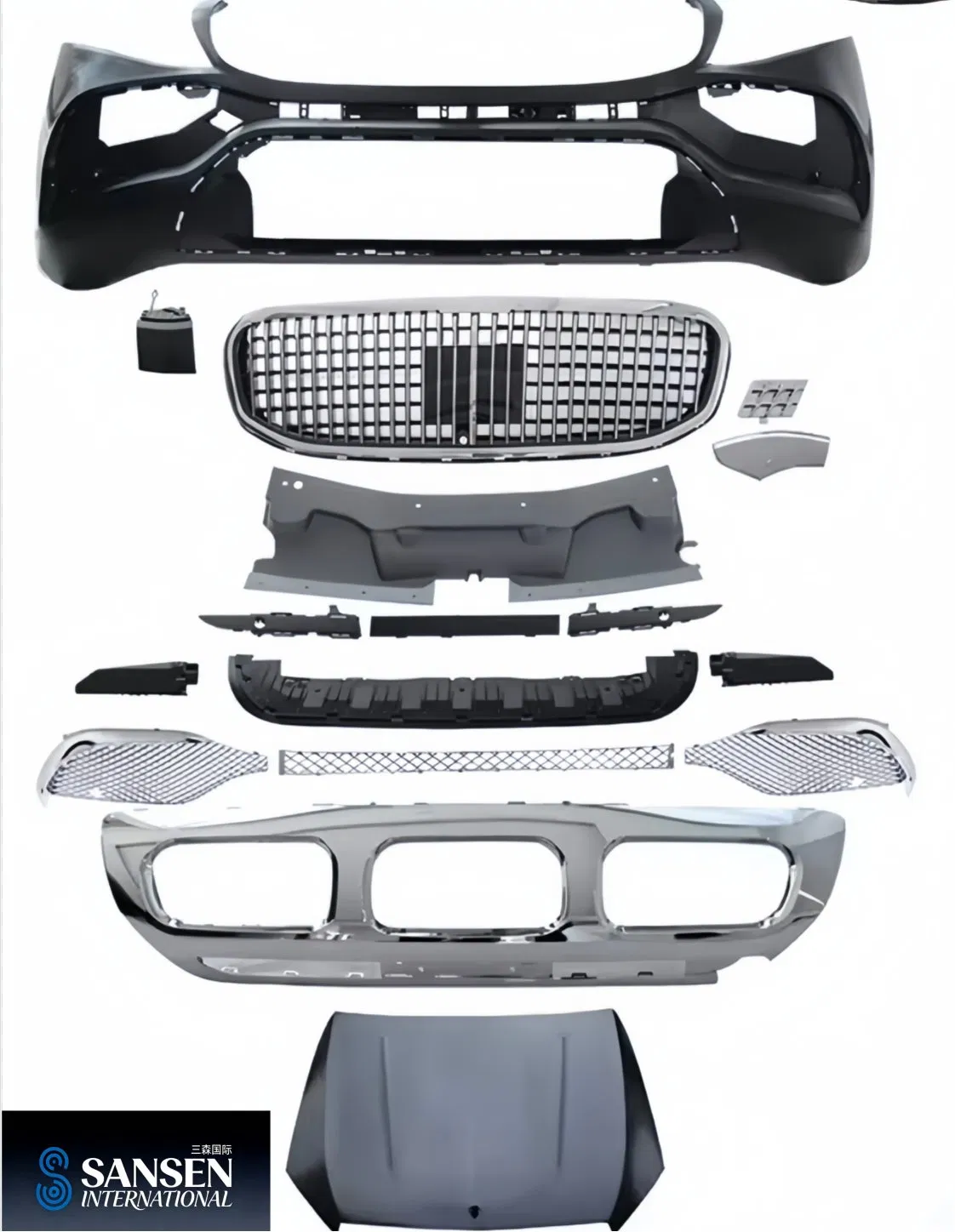 Solução Profissional para Para-choque de Carro: Conjunto Completo de Substituição de Para-choque Dianteiro e Traseiro - Inclui Capa de Para-choque de Plástico (Preparada ou Pintada) e Barra de Reforço, Estilo OE