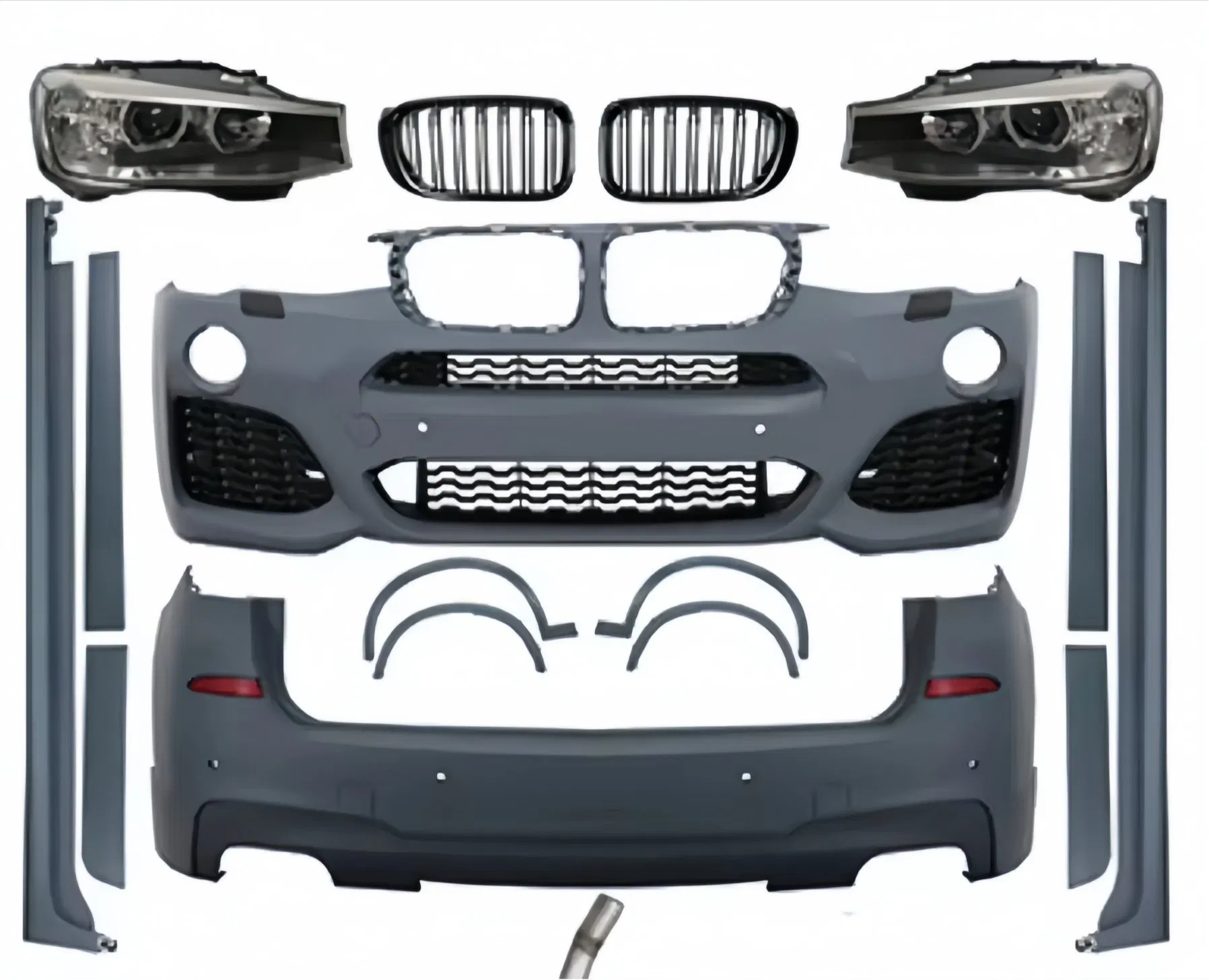 Solução Profissional para Para-choque de Carro: Conjunto Completo de Substituição de Para-choque Dianteiro e Traseiro - Inclui Capa de Para-choque de Plástico (Preparada ou Pintada) e Barra de Reforço, Estilo OE