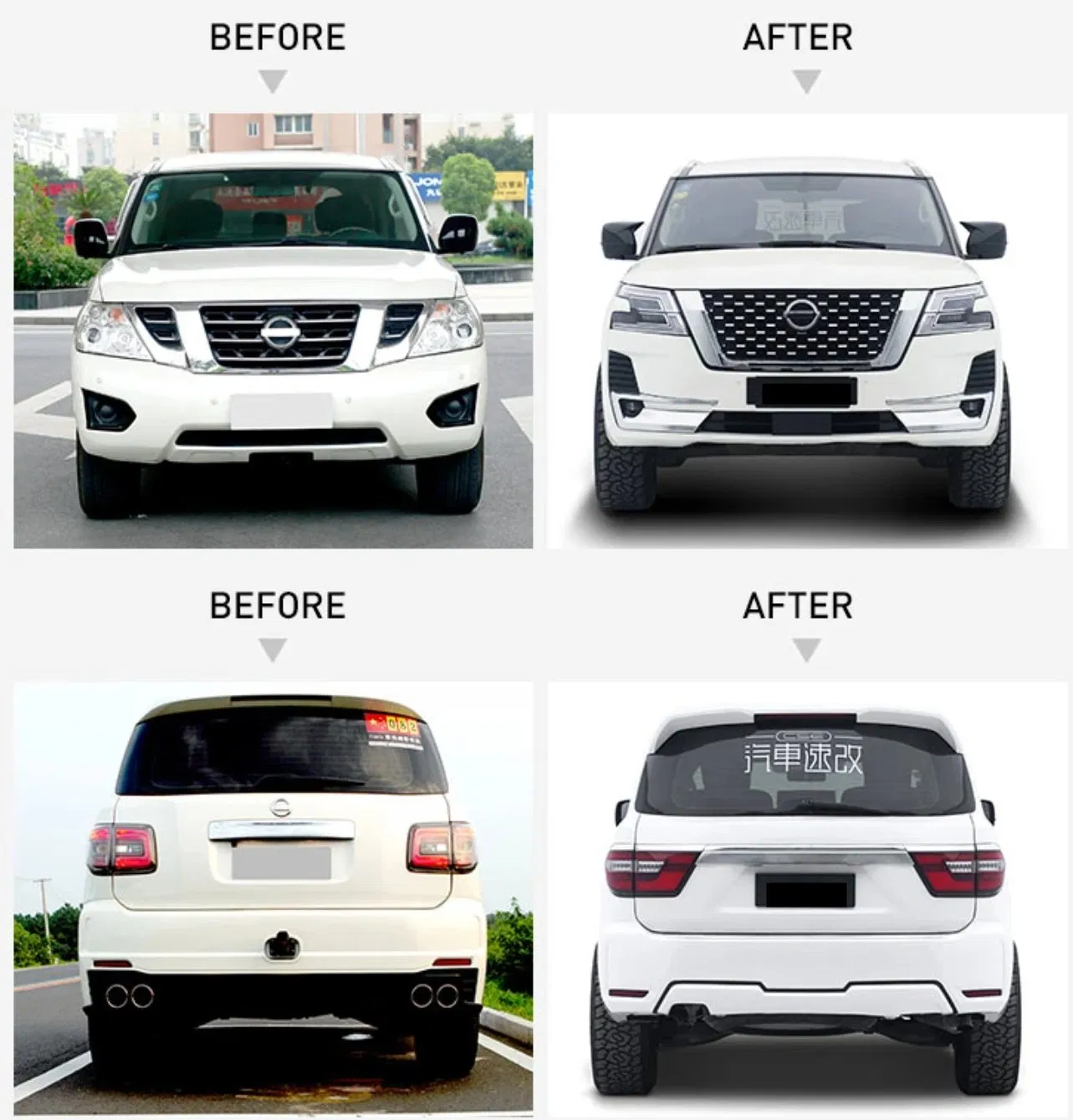 Acessórios de Carro Jsklt Incluem Grade Luz Traseira Faróis Para-choque Dianteiro Traseiro Kit de Carroceria para 2022 Nissan Patrol Y62 Modelo Nismo