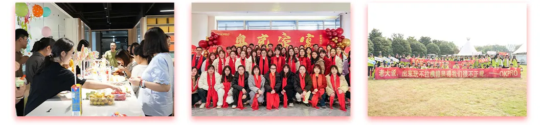 Foto da equipe e clientes na exposição