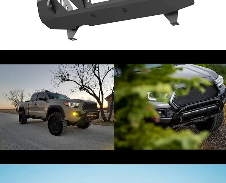 4X4 peças de veículo off-road para para-choque dianteiro curto de aço para Toyota Tacoma 2016-2023