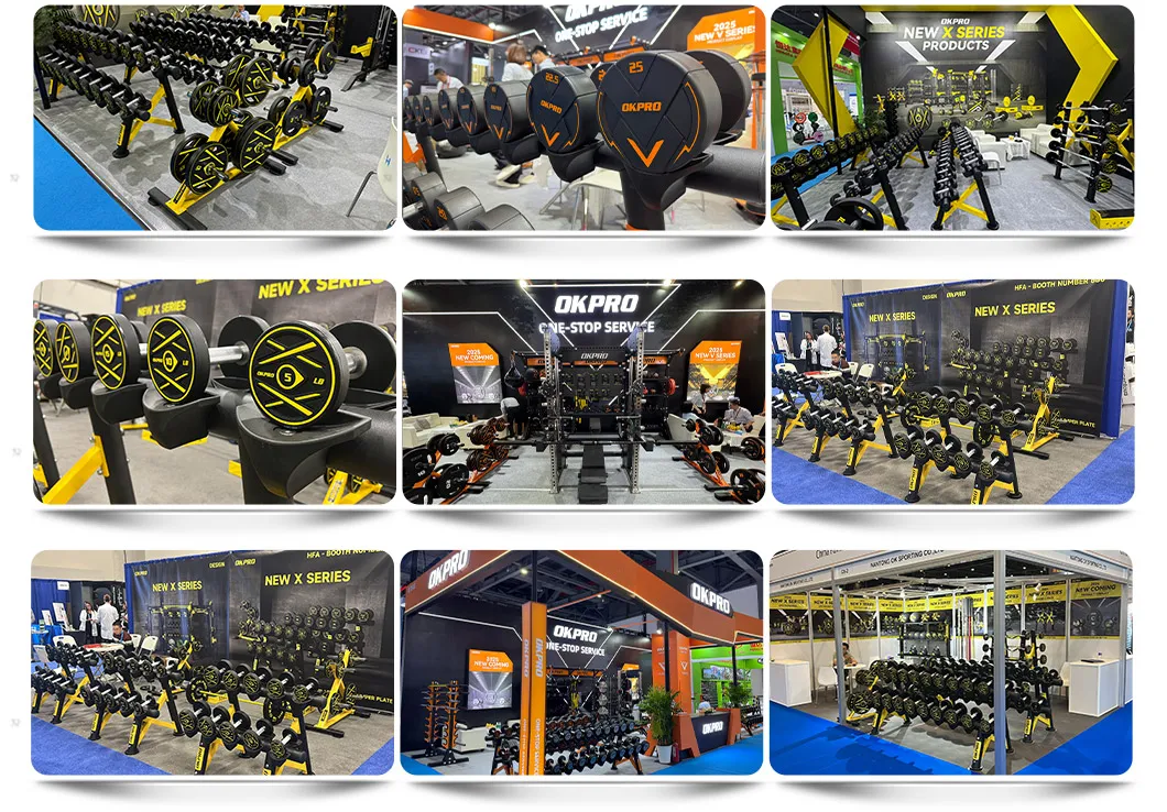 Estande de exposição de equipamentos de ginástica