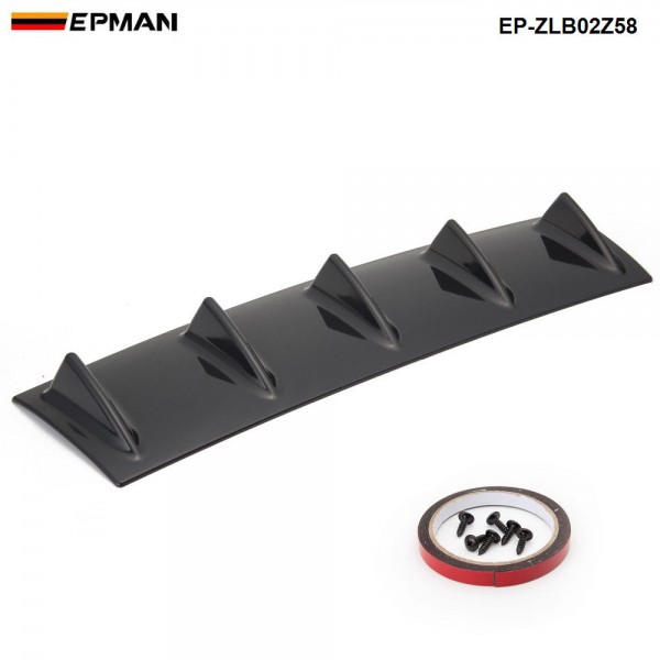 Epman - 20PCS/Lot Barbatana de Tubarão 5 Difusor de Lábio Traseiro 23" X 6" Chassi do Para-choque Traseiro Cor Preto Carbono ABS Universal Ep-Zlb02z58-20t