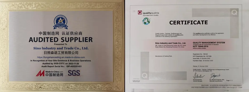 Fábrica de fundição certificada ISO9001 e IATF16949