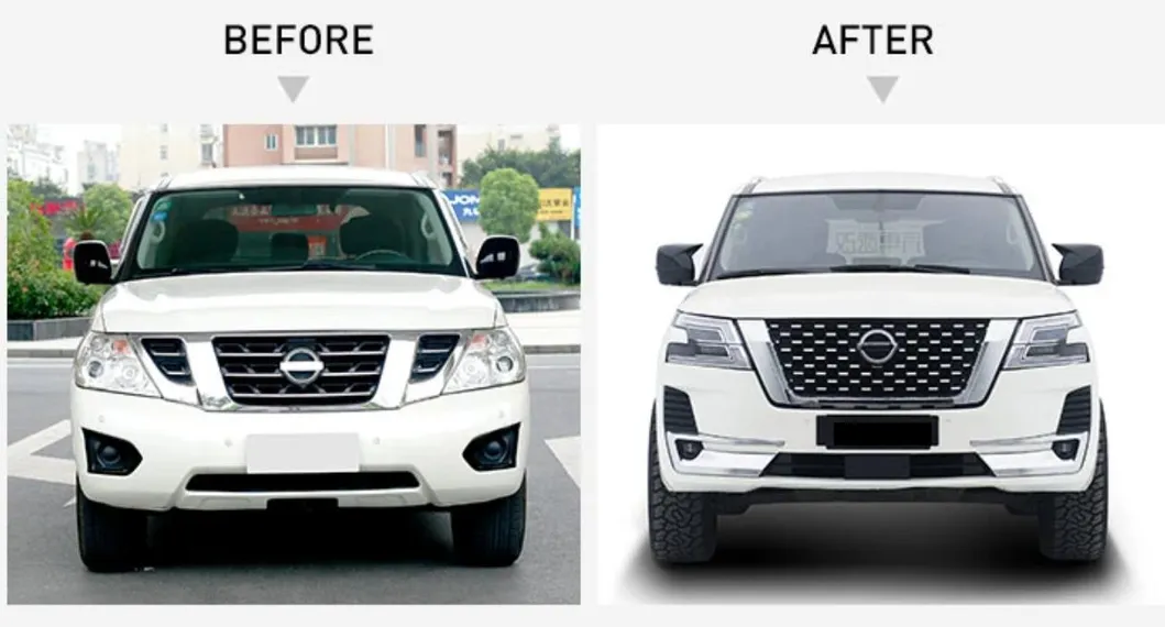 Acessórios de Carro Jsklt Incluem Grade Luz Traseira Faróis Para-choque Dianteiro Traseiro Kit de Carroceria para 2022 Nissan Patrol Y62 Modelo Nismo