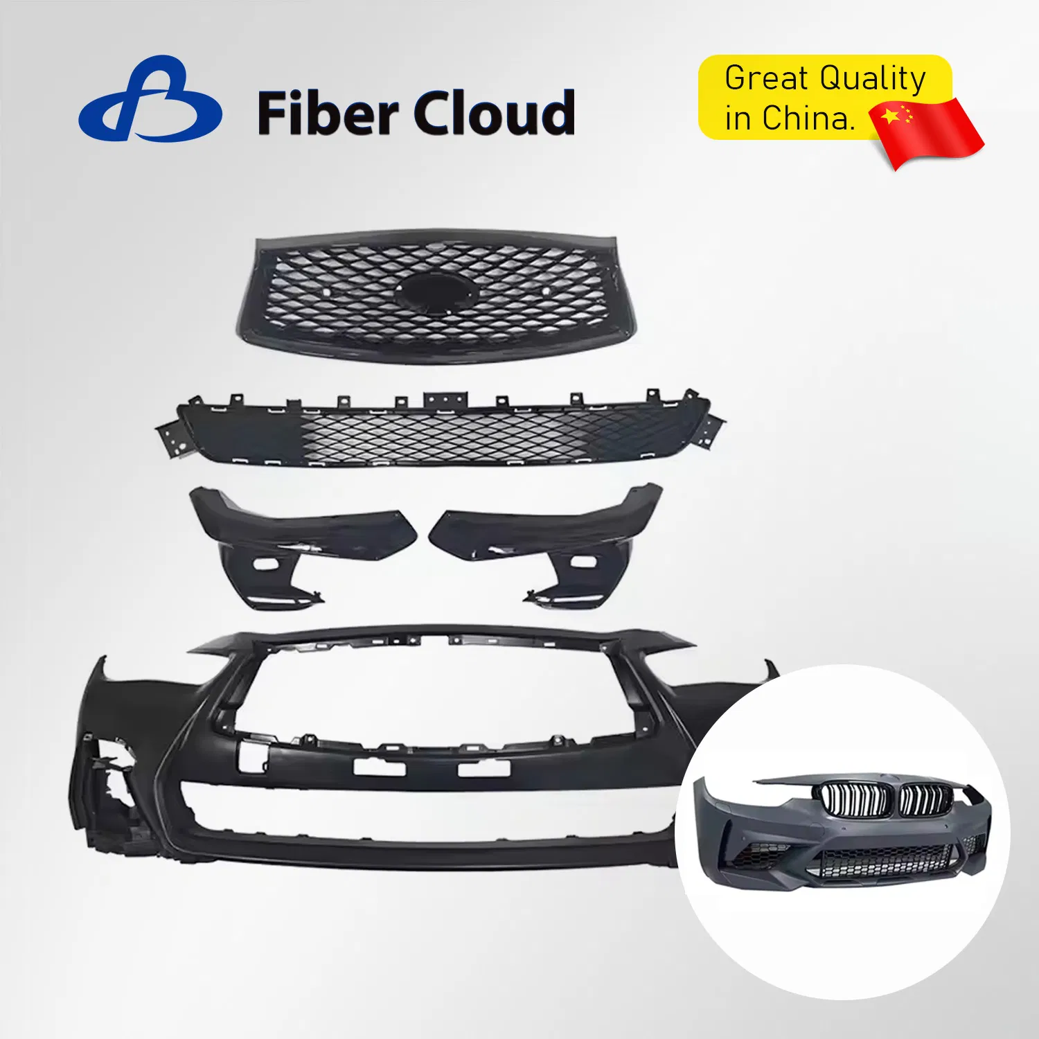 Acessórios de Kit de Carro em Fibra de Carbono Estilo Esportivo Para Para-choque Dianteiro e Traseiro em Fibra de Vidro