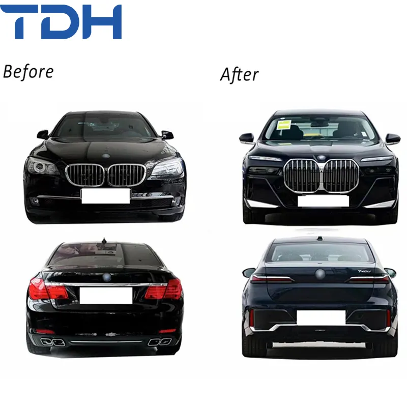 Acessórios de Carro para Para-choque da BMW 7 Série F01 F02 Atualização para 2024 G70 Para-choque Frontal Para-choque Traseiro com Capô de Alumínio Porta-malas Traseiro