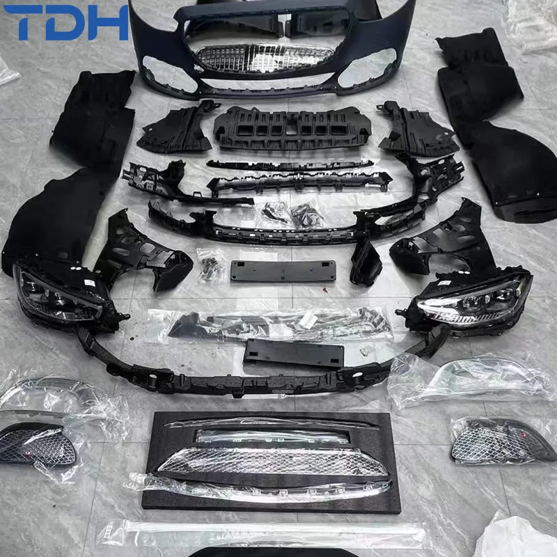Para-choque de Carro Modificado para 2006-2013 Mercedes Benz W221 Facelift para 2024 W223 Estilo Maybach Para-choque Frontal Para-choque Traseiro com Painel de Porta Capô Aletas