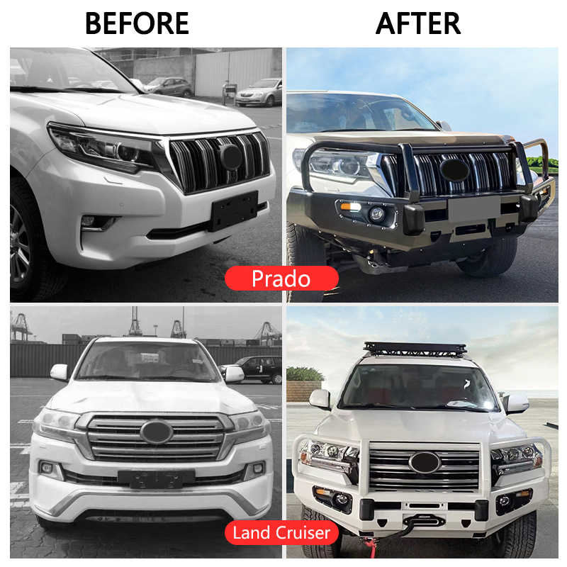 com Placa de Proteção 4X4 Guarda de Bumper Frontal de Aço para Caminhonete Bar Bull para Toyota Landcruiser Land Cruiser LC200 200 Prado 2020 2021