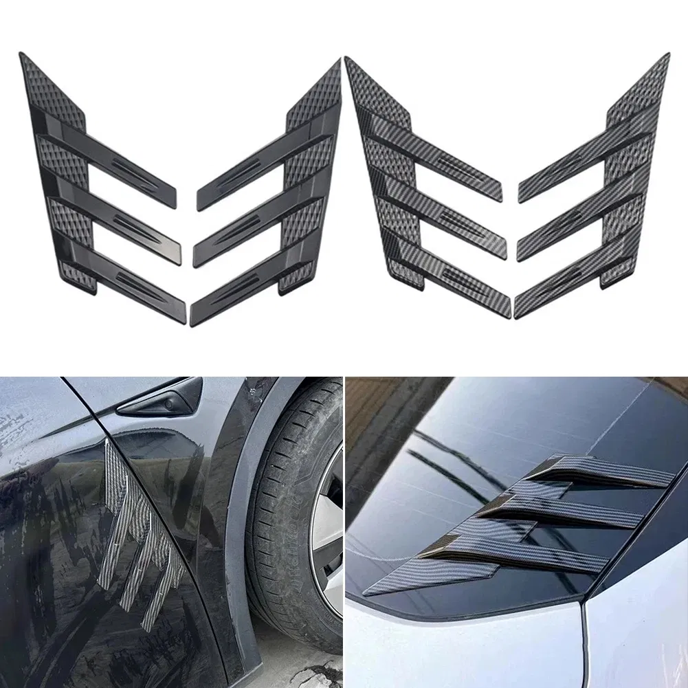 Decoração de lâmina em padrão de fibra de carbono para carro, adesivo plástico, preto brilhante, fibra de carbono para para-choque